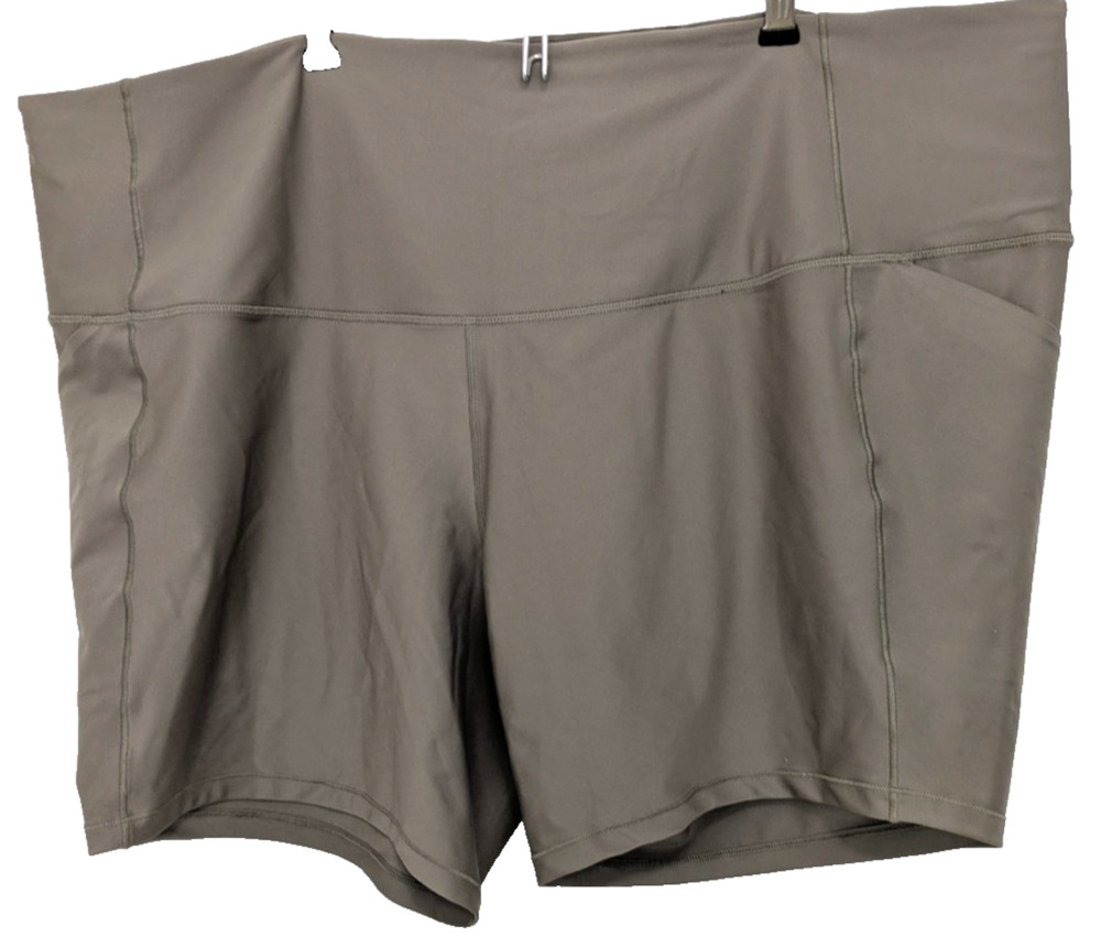 Womens High Rise Bike Shorts Taupe 4X 4 Pockets Activewear Yoga Running